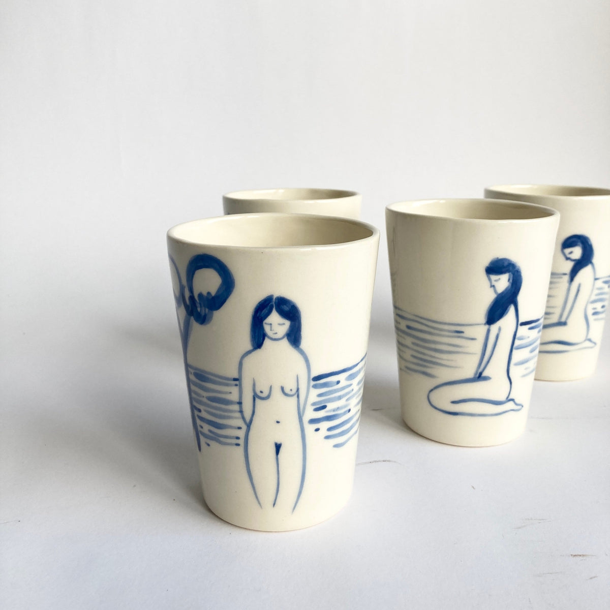 Ceramic cup inspired by Matisse painted with naked ladies