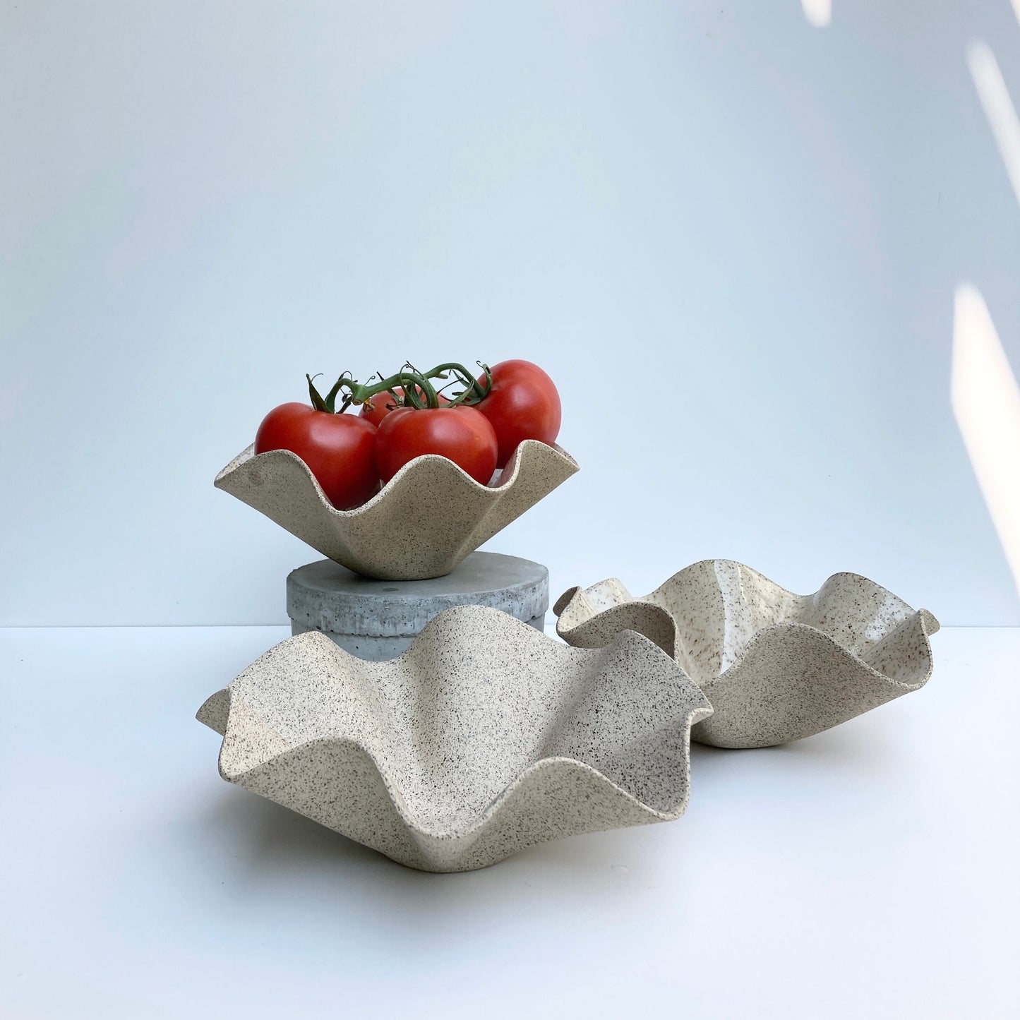 Ceramic Handkerchief Wavy Bowl Speckled Sandy small