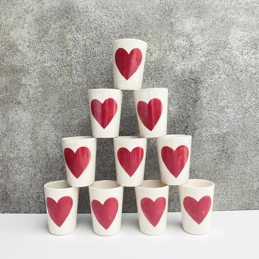 Ceramic HEART cup / Valentine’s Gift for her / large red heart ceramic - ready to ship