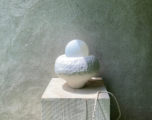 One of a Kind satin white ceramic table lamp - ready to ship