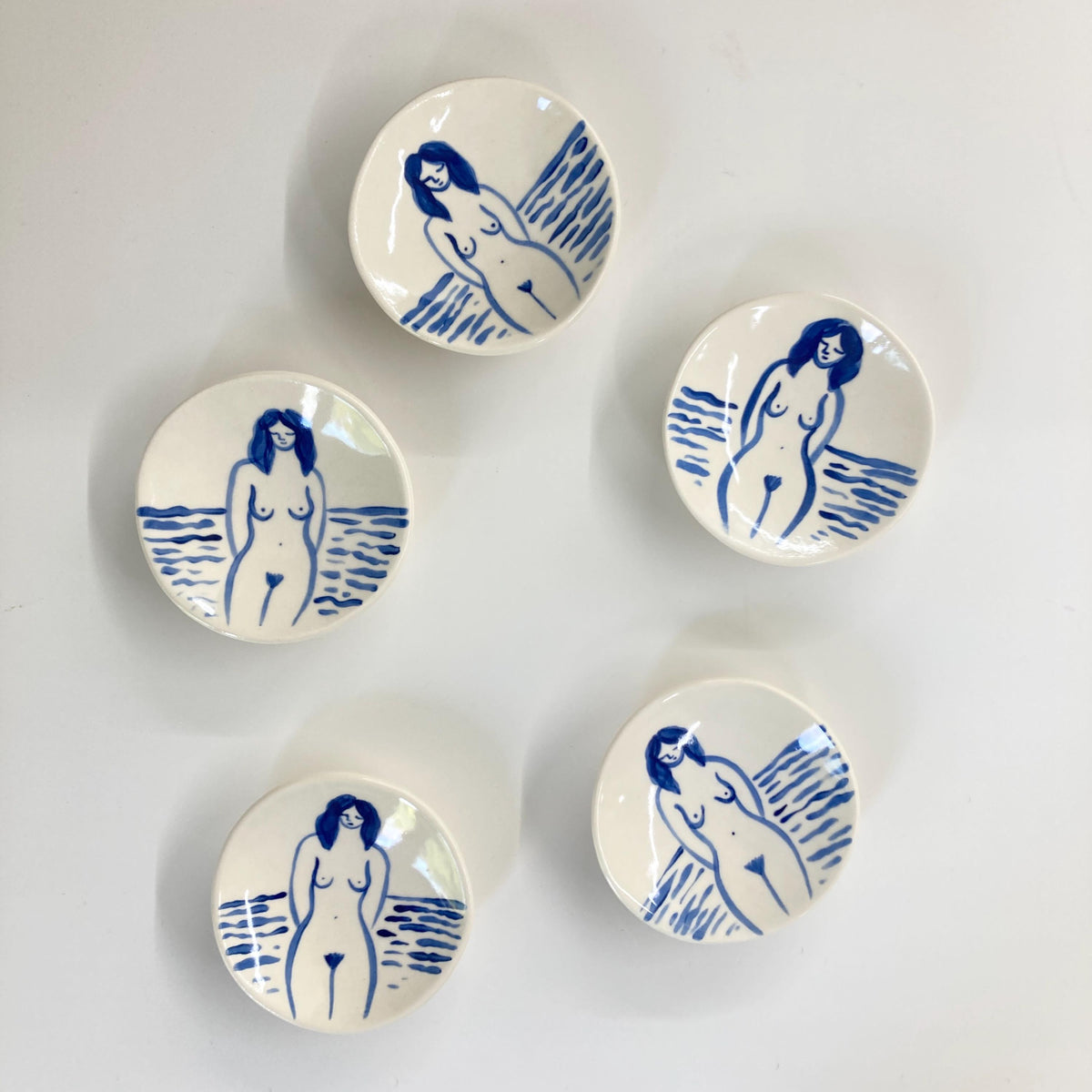 Ceramic Mediterranean naked lady plate / ring dish / trinket dish