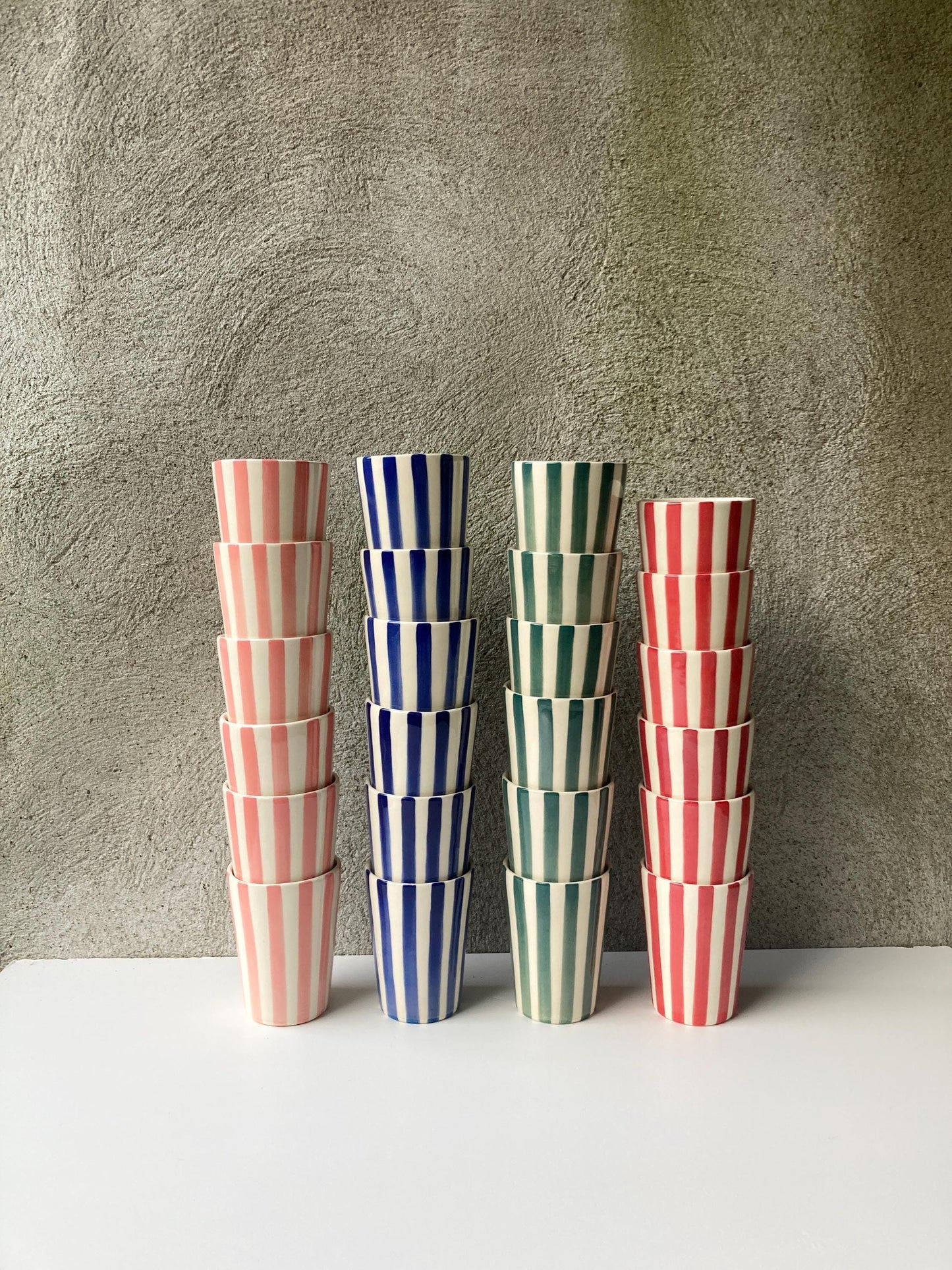 Pin stripes hand painted Ceramic cups /thin stripes/