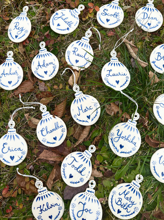 Personalized ornament scandinavian inspired hand painted ornament
