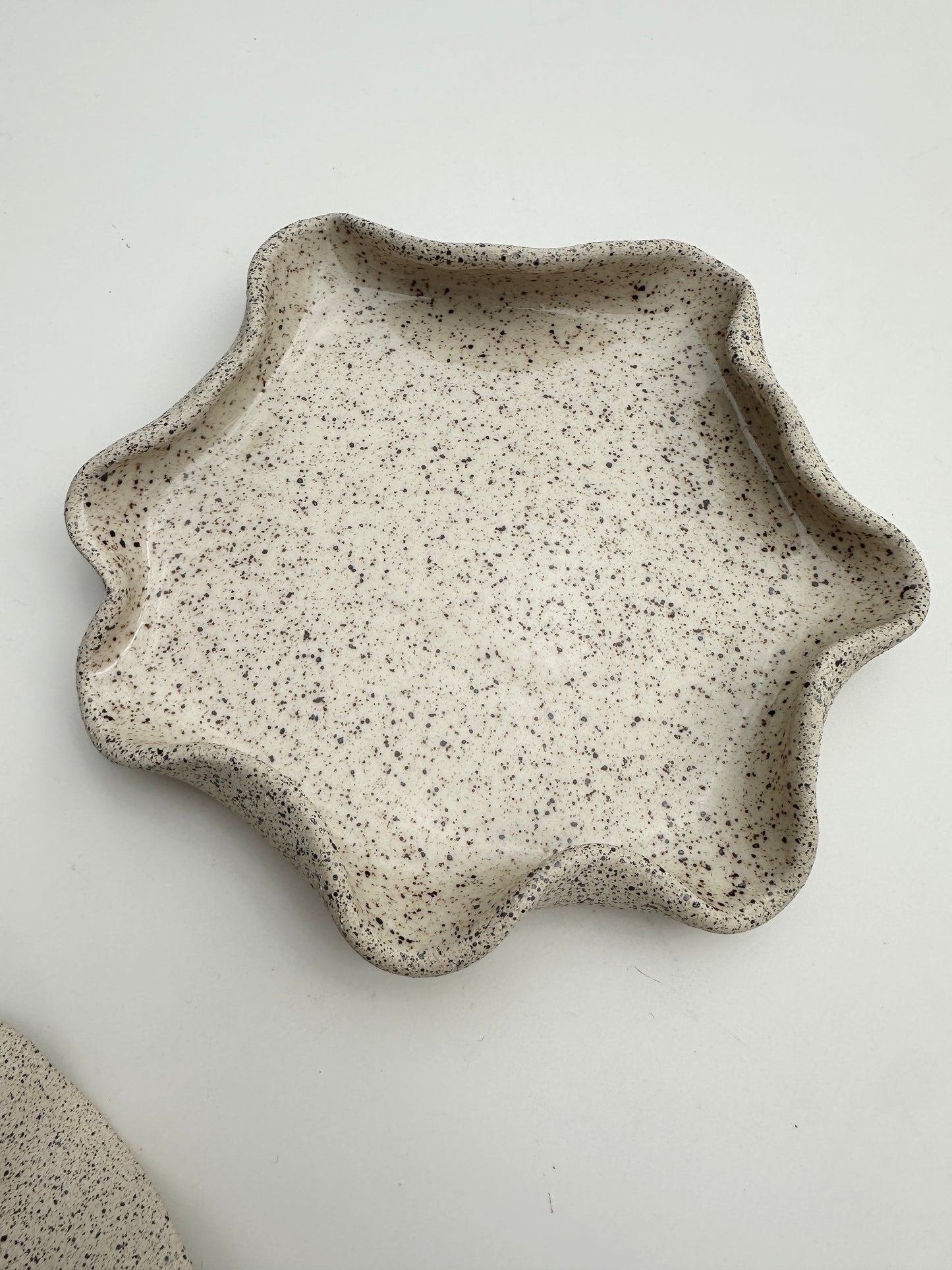 5” side plate for wavy tapas platter / personalized speckled plate