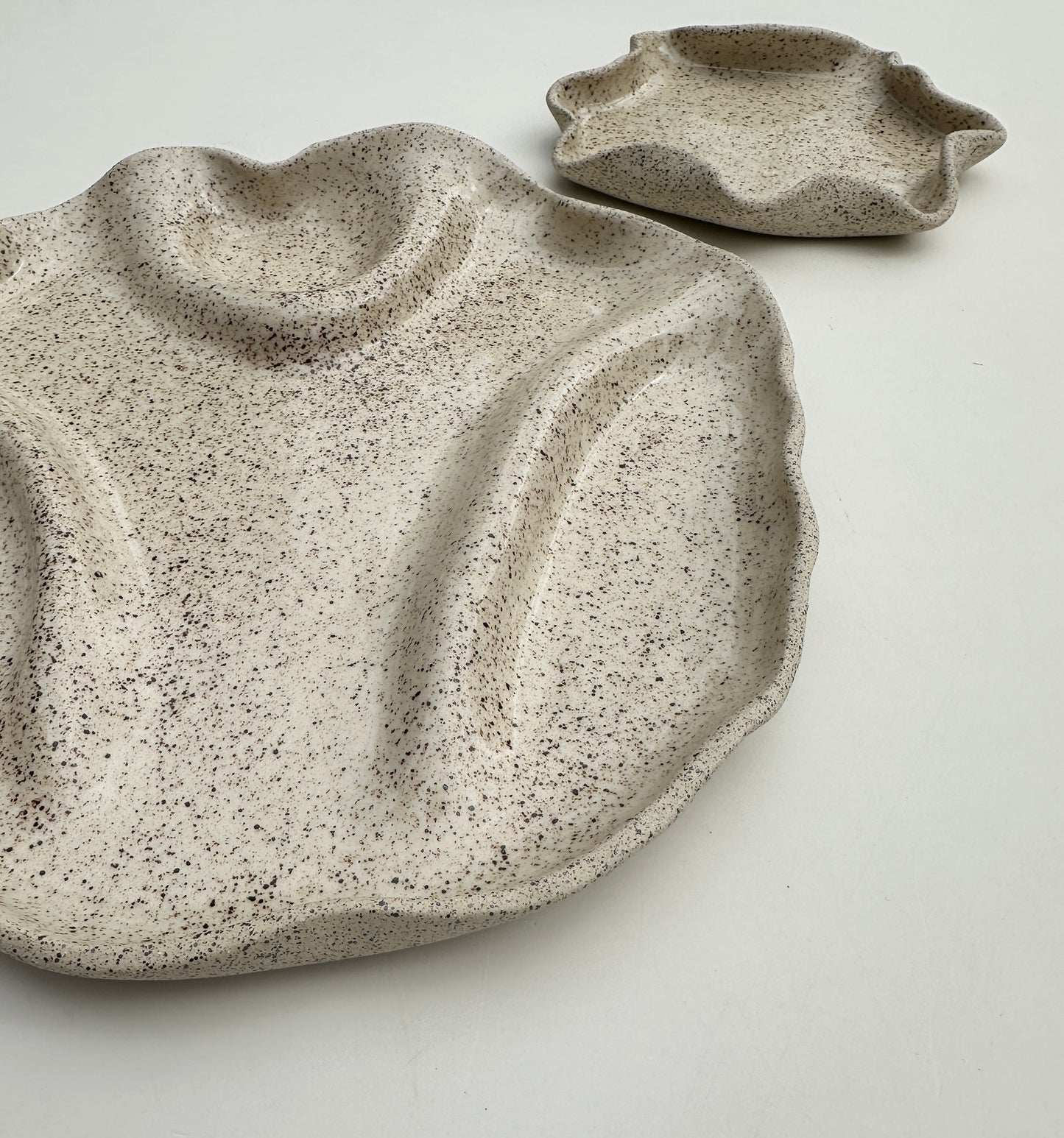 10" Round  Handmade Ceramic Charcuterie Platter with Speckled Clay Plate