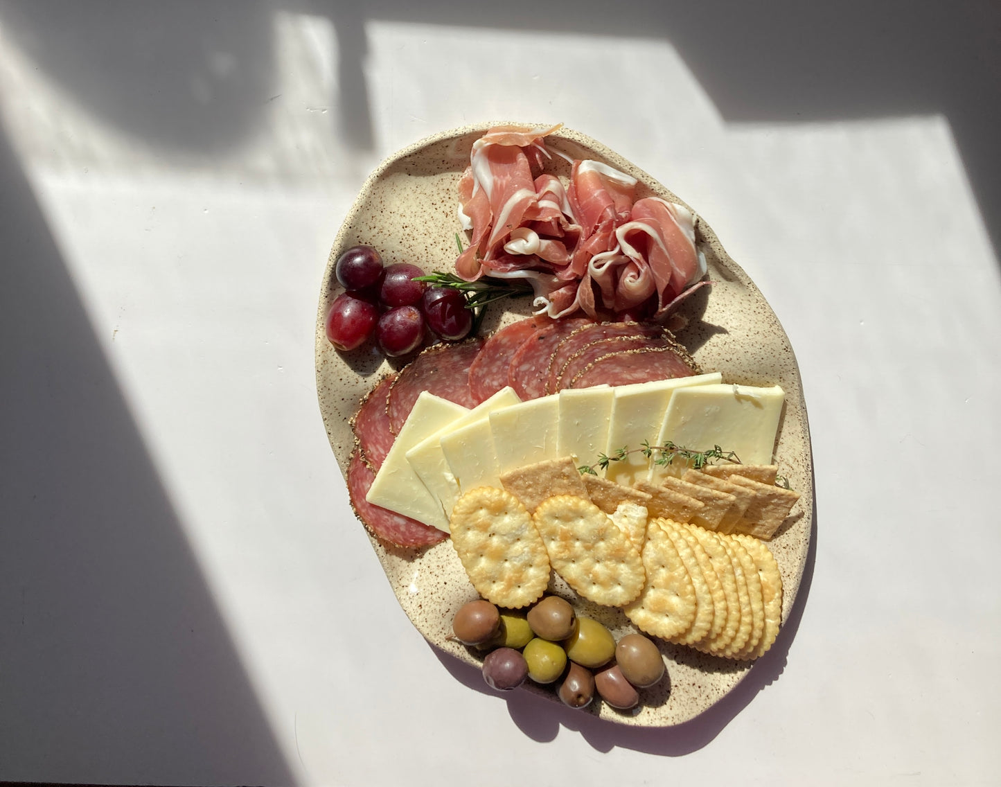 12.5 Medium  Handmade Ceramic Charcuterie Platter with Speckled Clay Plate