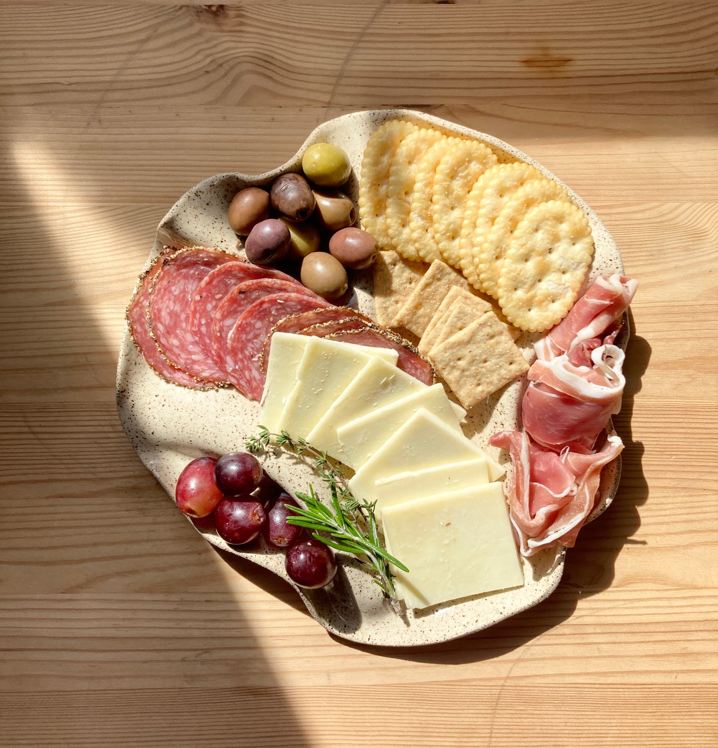 10" Round  Handmade Ceramic Charcuterie Platter with Speckled Clay Plate
