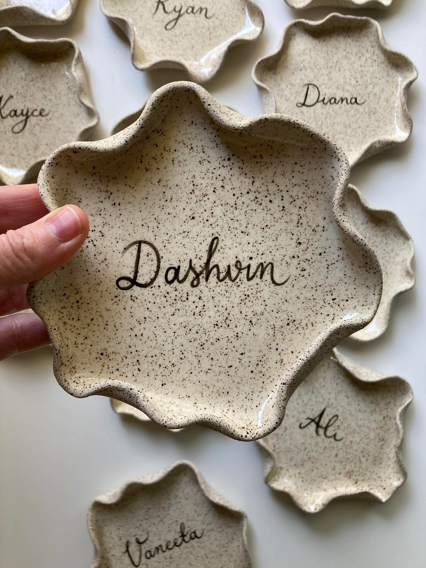 5” side plate for wavy tapas platter / personalized speckled plate