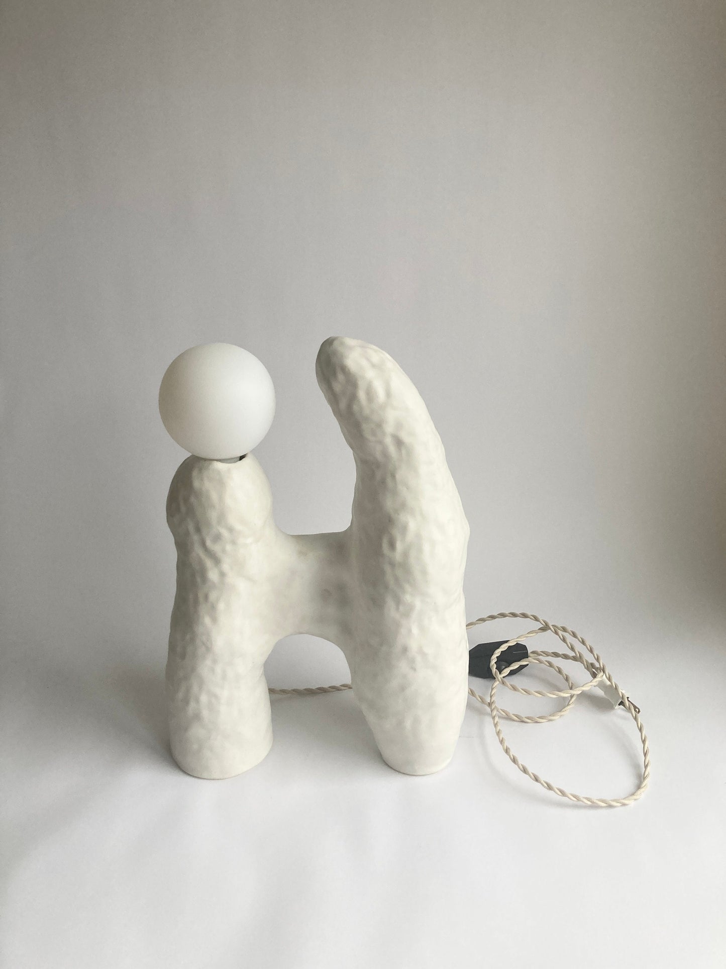 One of a kind white ceramic table lamp