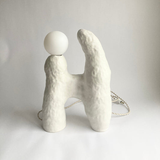One of a kind white ceramic table lamp