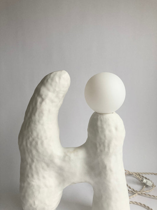 One of a kind white ceramic table lamp
