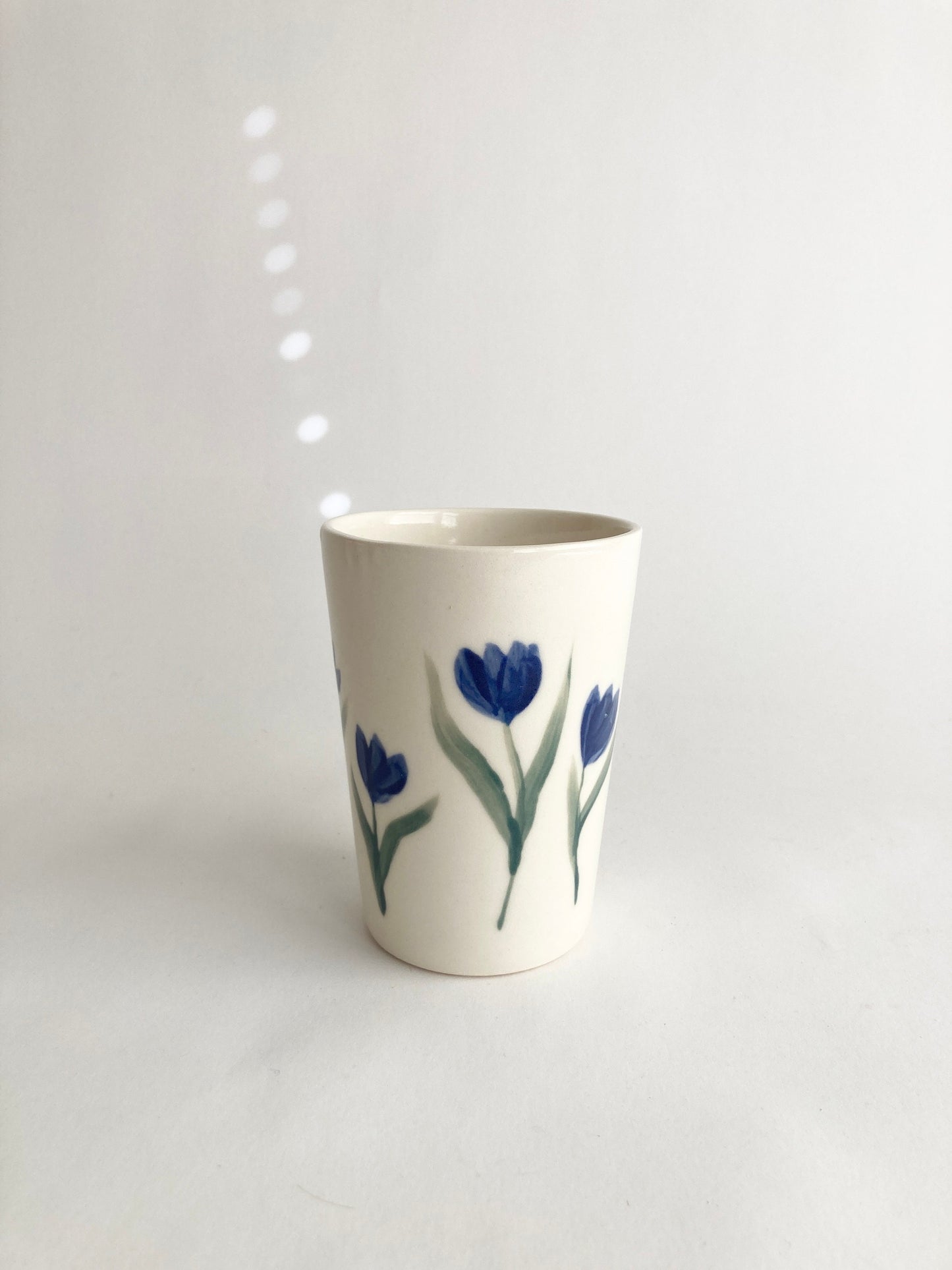 Red and Blue Ceramic Tulip Cup