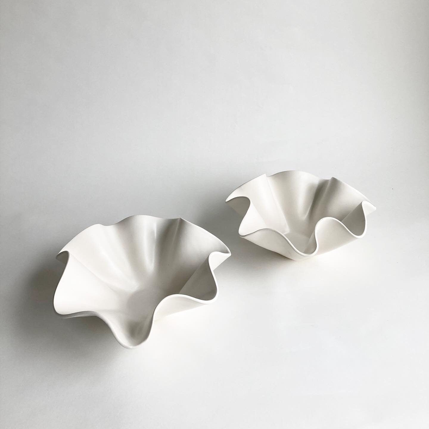 Ceramic Handkerchief Wavy Bowl in white glaze