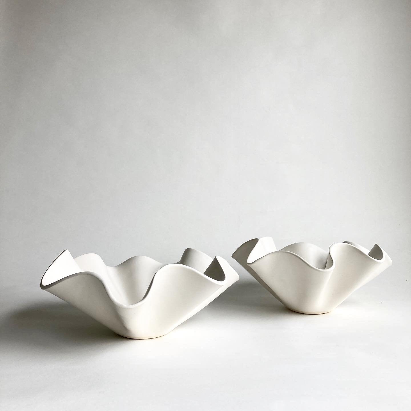 Ceramic Handkerchief Wavy Bowl in white glaze