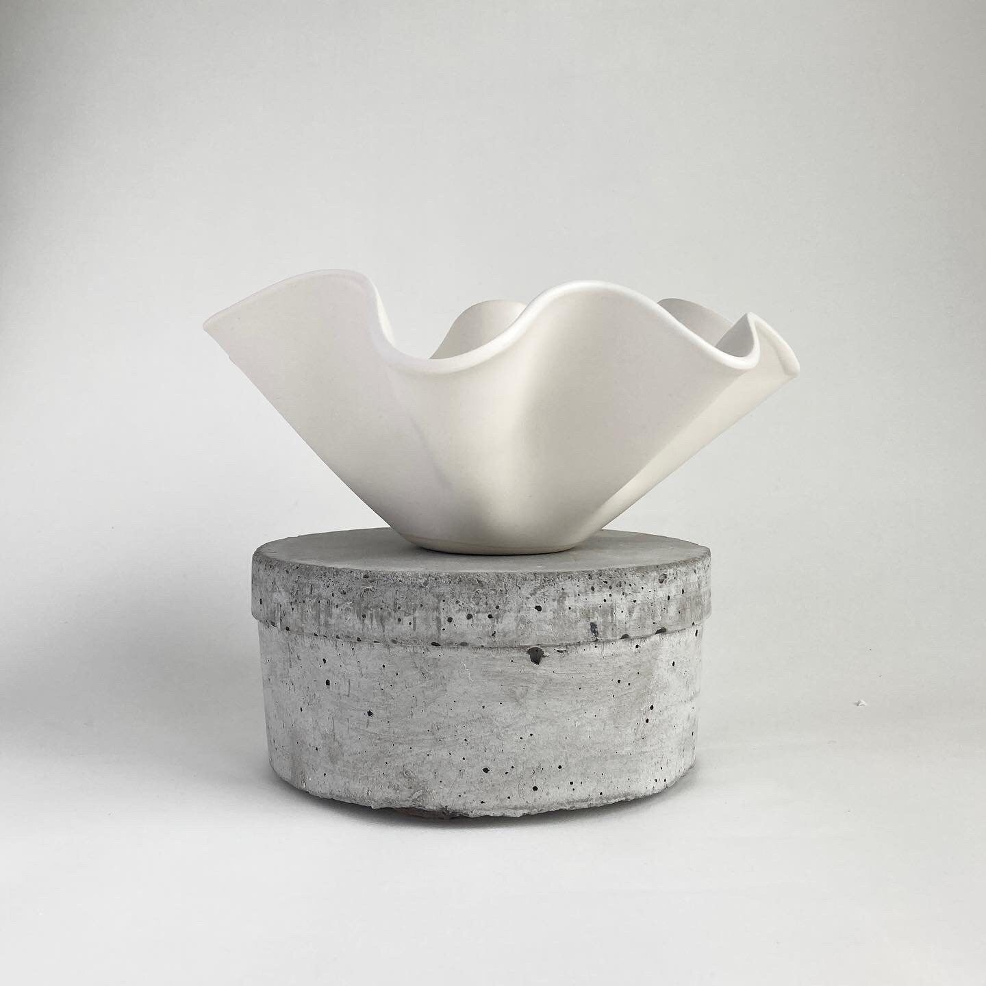 Ceramic Handkerchief Wavy Bowl in white glaze