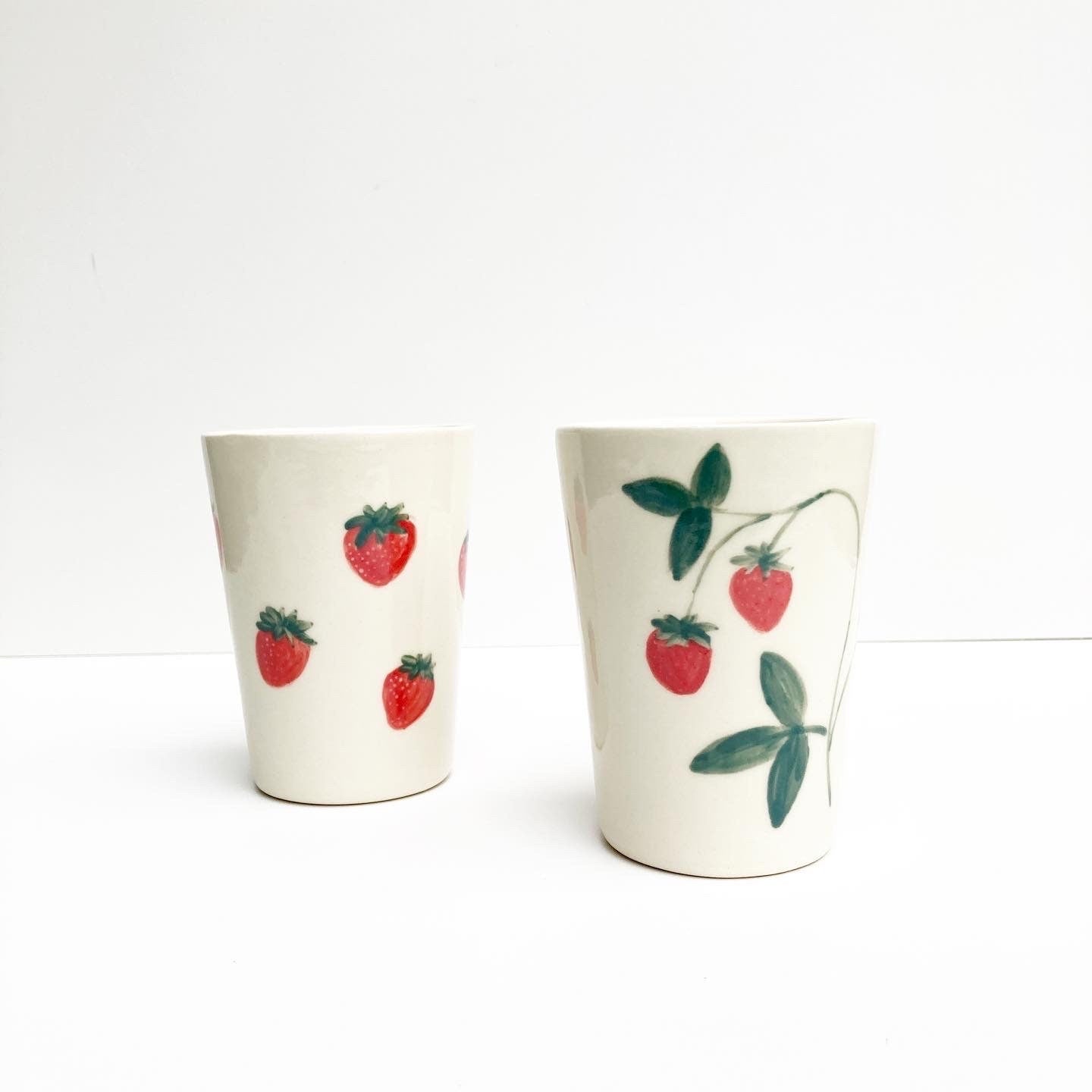 Ceramic Cup with painted Strawberries