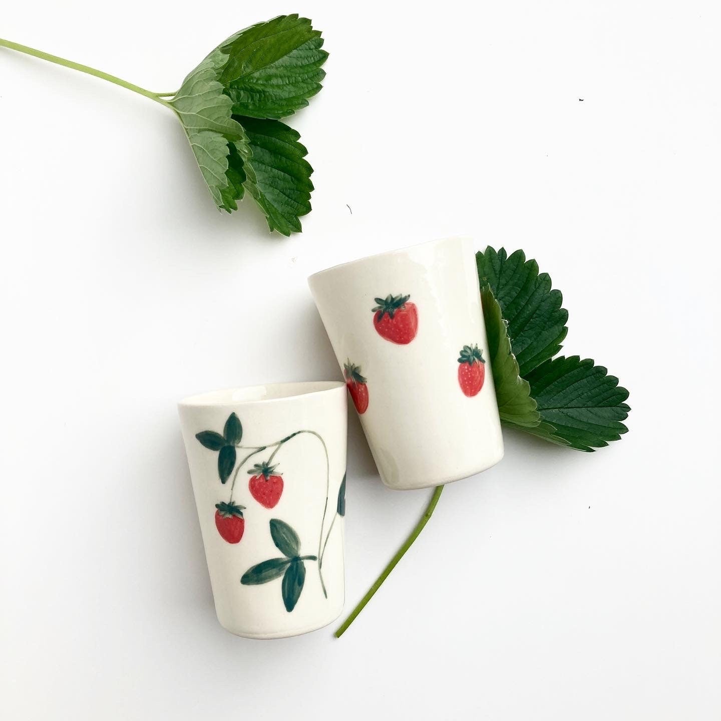 Ceramic Cup with painted Strawberries