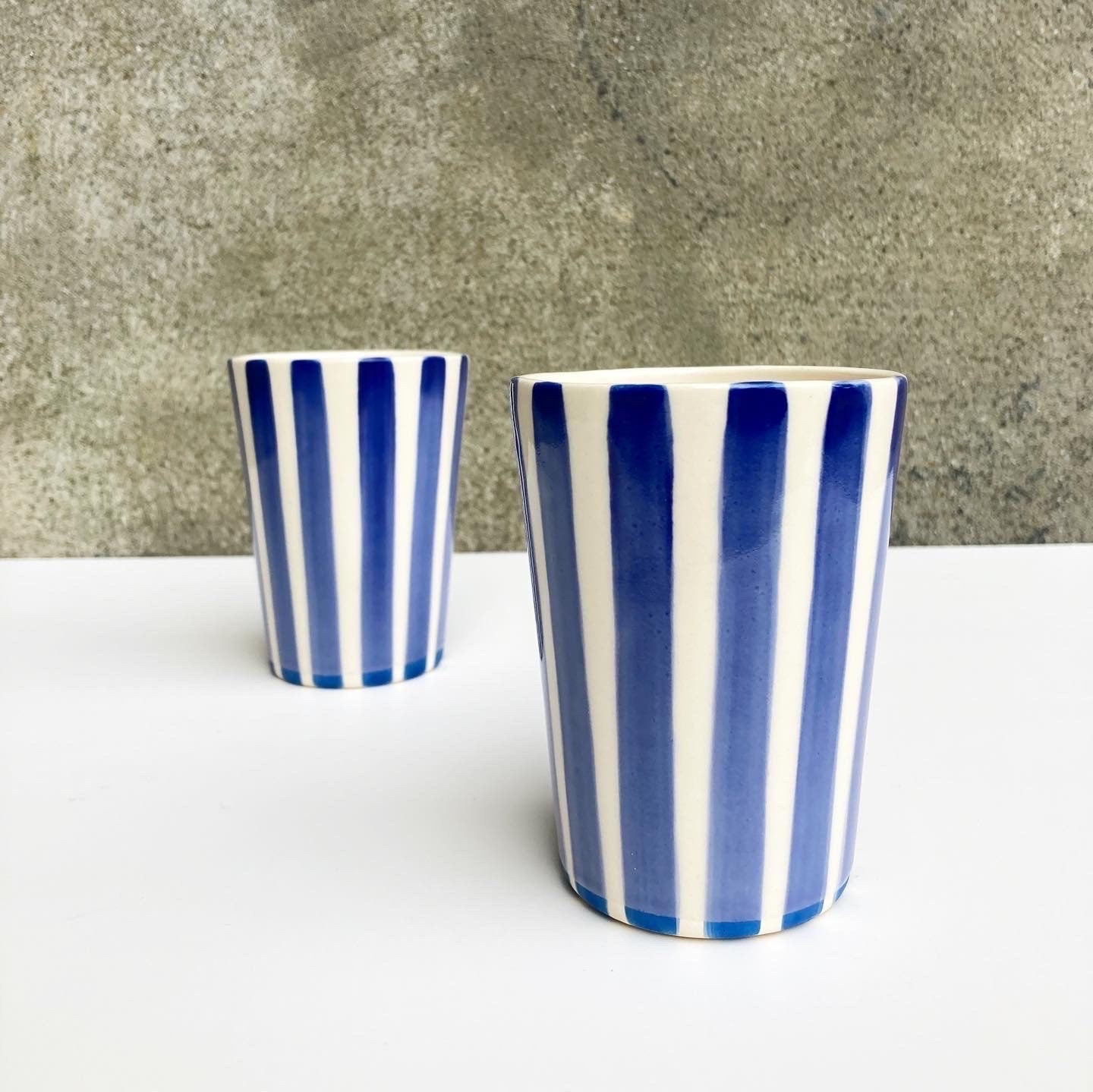 Pin stripes hand painted Ceramic cups /thin stripes/