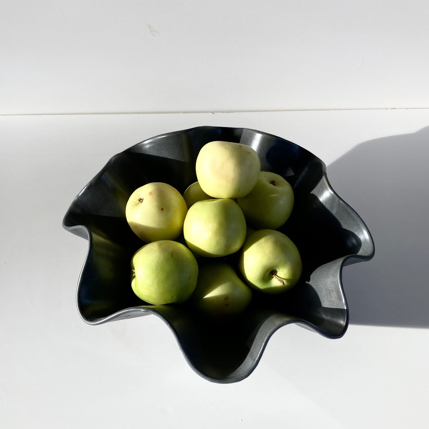 Ceramic Charcoal Grey Satin Wavy Bowl Medium