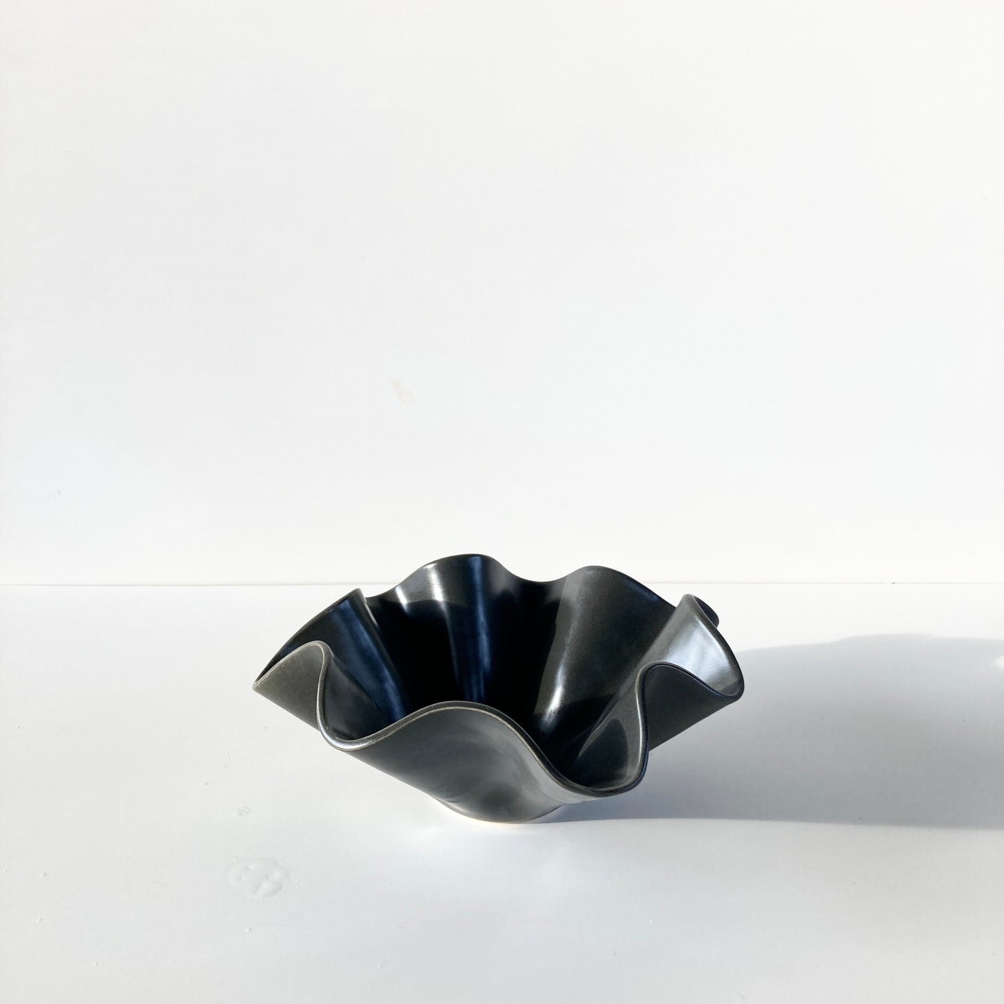 Ceramic Handkerchief Wavy Bowl Charcoal Grey small