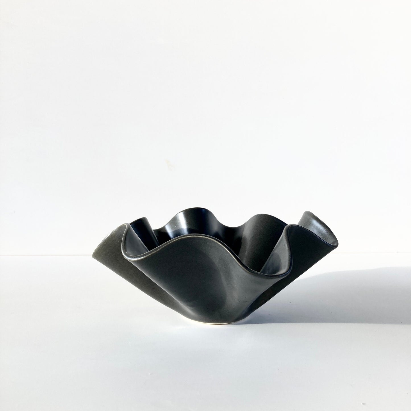 Ceramic Handkerchief Wavy Bowl Charcoal Grey small