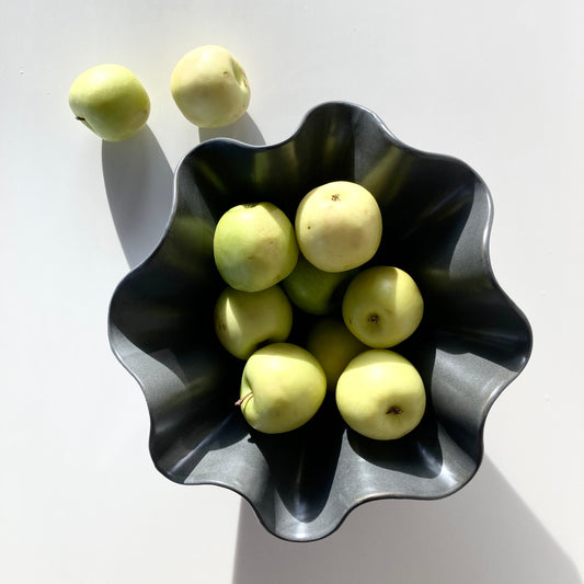 Ceramic Charcoal Grey Satin Wavy Bowl Medium