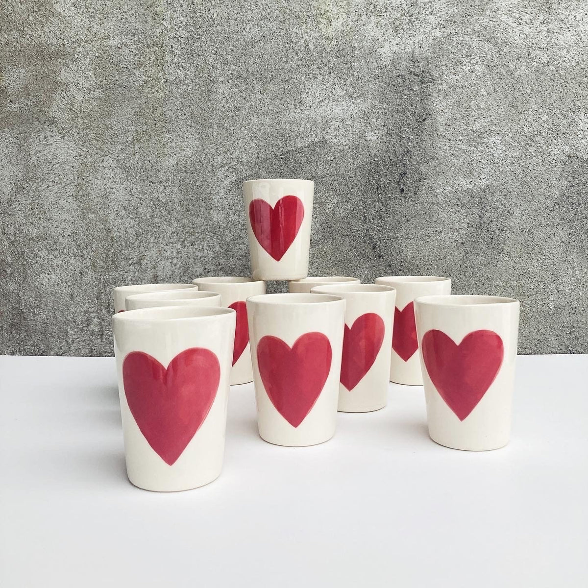 Ceramic HEART cup / Valentine’s Gift for her / large red heart ceramic - ready to ship