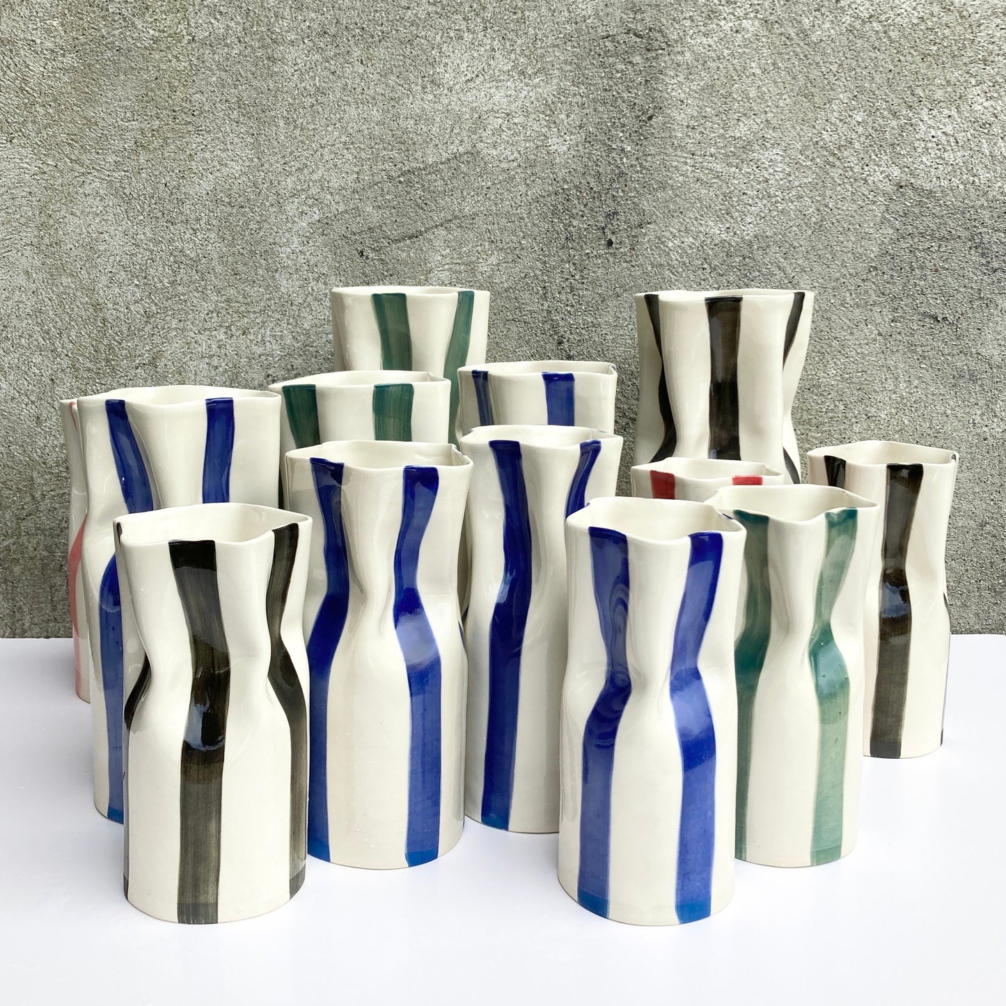 Ceramic Vase with Green Stripes