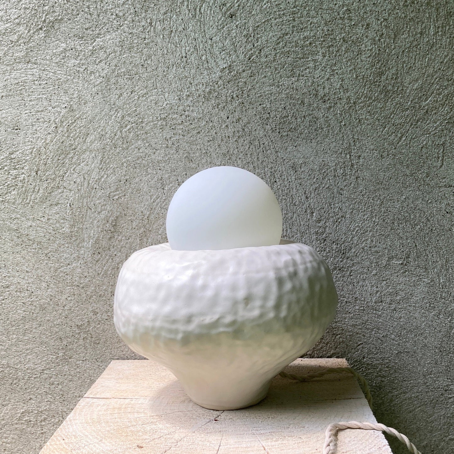 One of a Kind satin white ceramic table lamp - ready to ship
