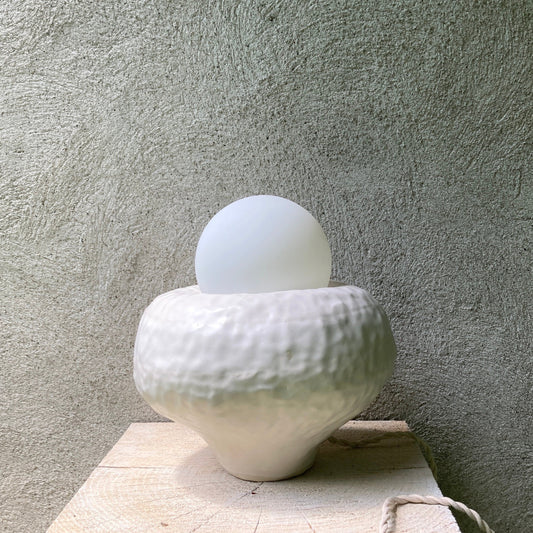 One of a Kind satin white ceramic table lamp - ready to ship