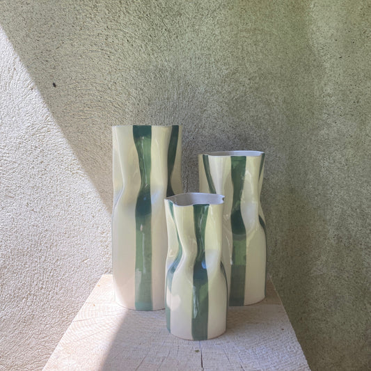 Ceramic Vase with Green Stripes