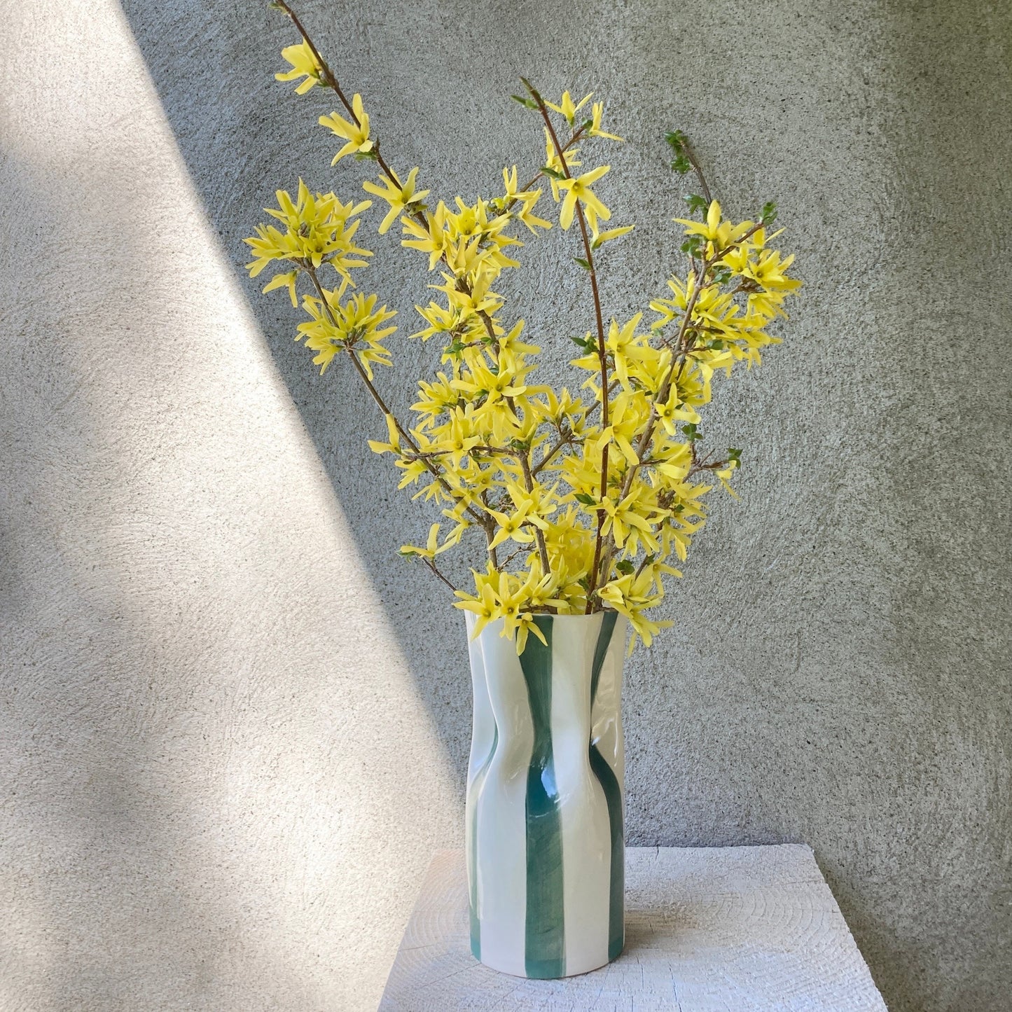 Ceramic Vase with Green Stripes