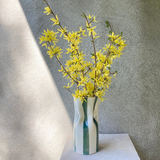 Ceramic Vase with Green Stripes