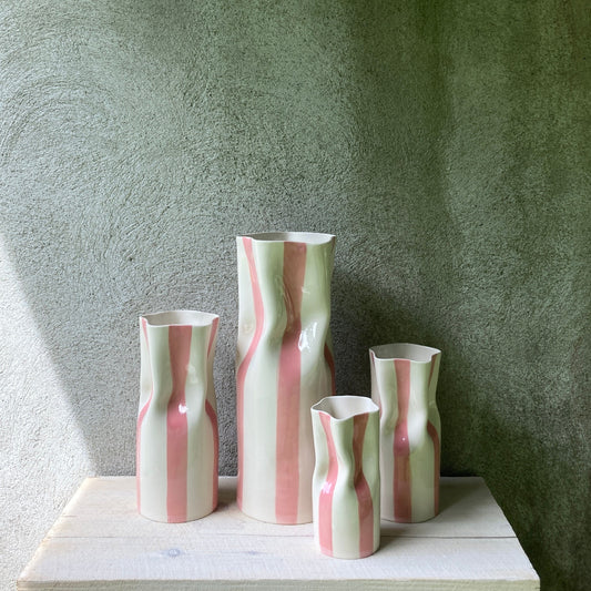 Ceramic Vase with Pink Stripes