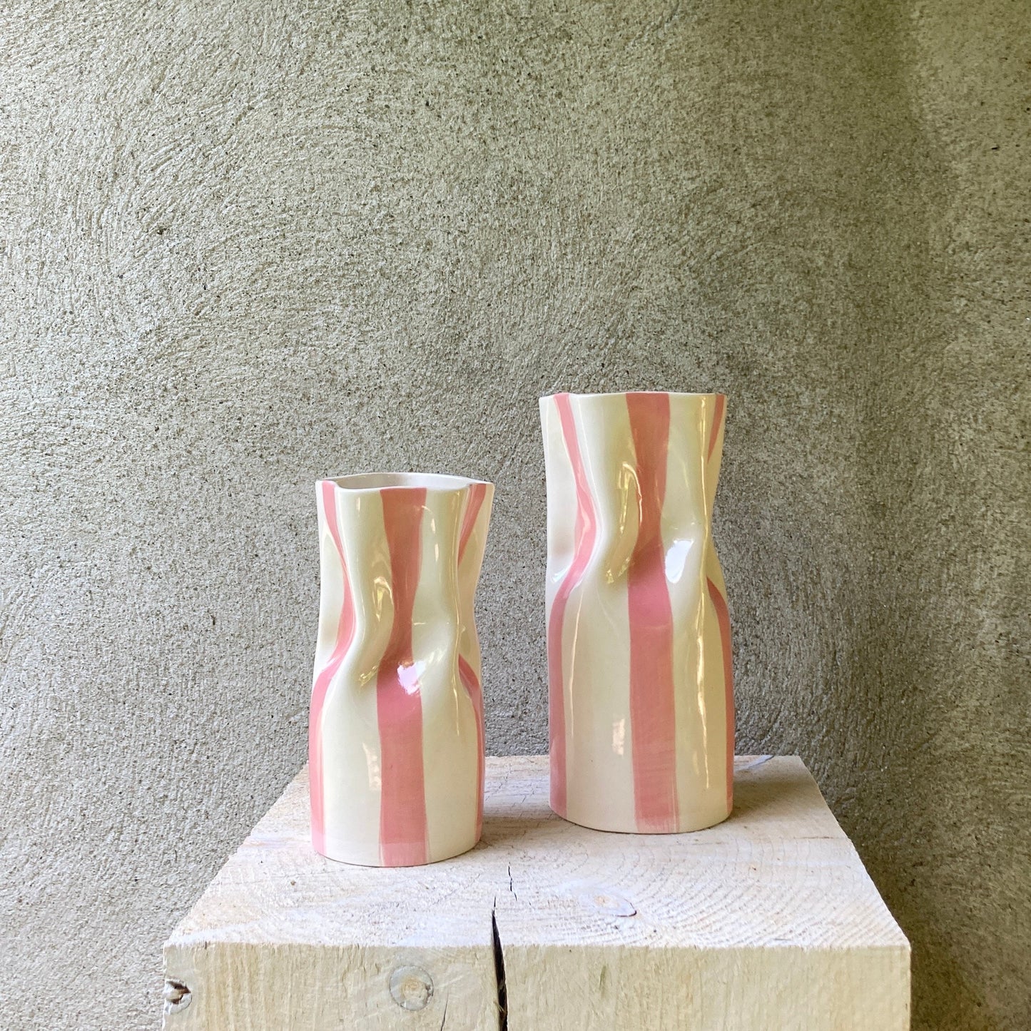 Ceramic Vase with Blue Stripes