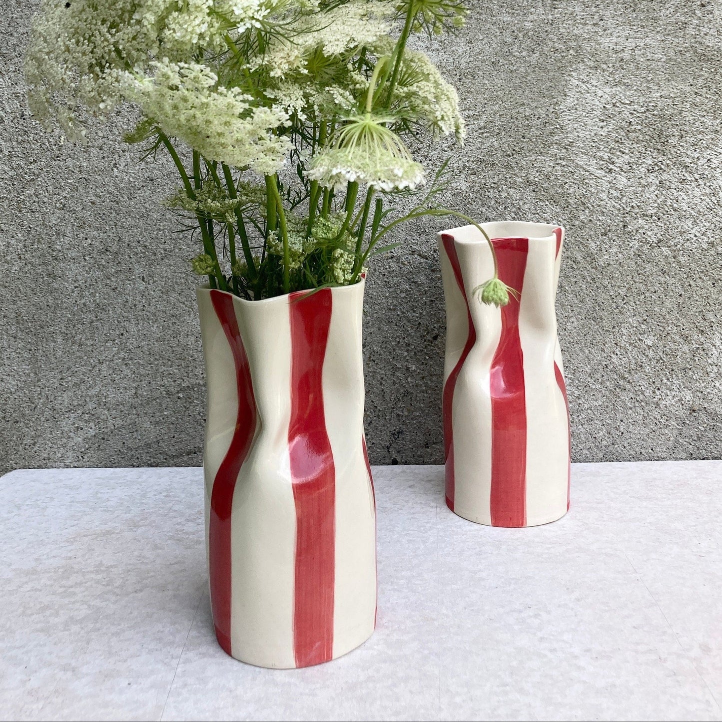 Ceramic Vase with Red Stripes