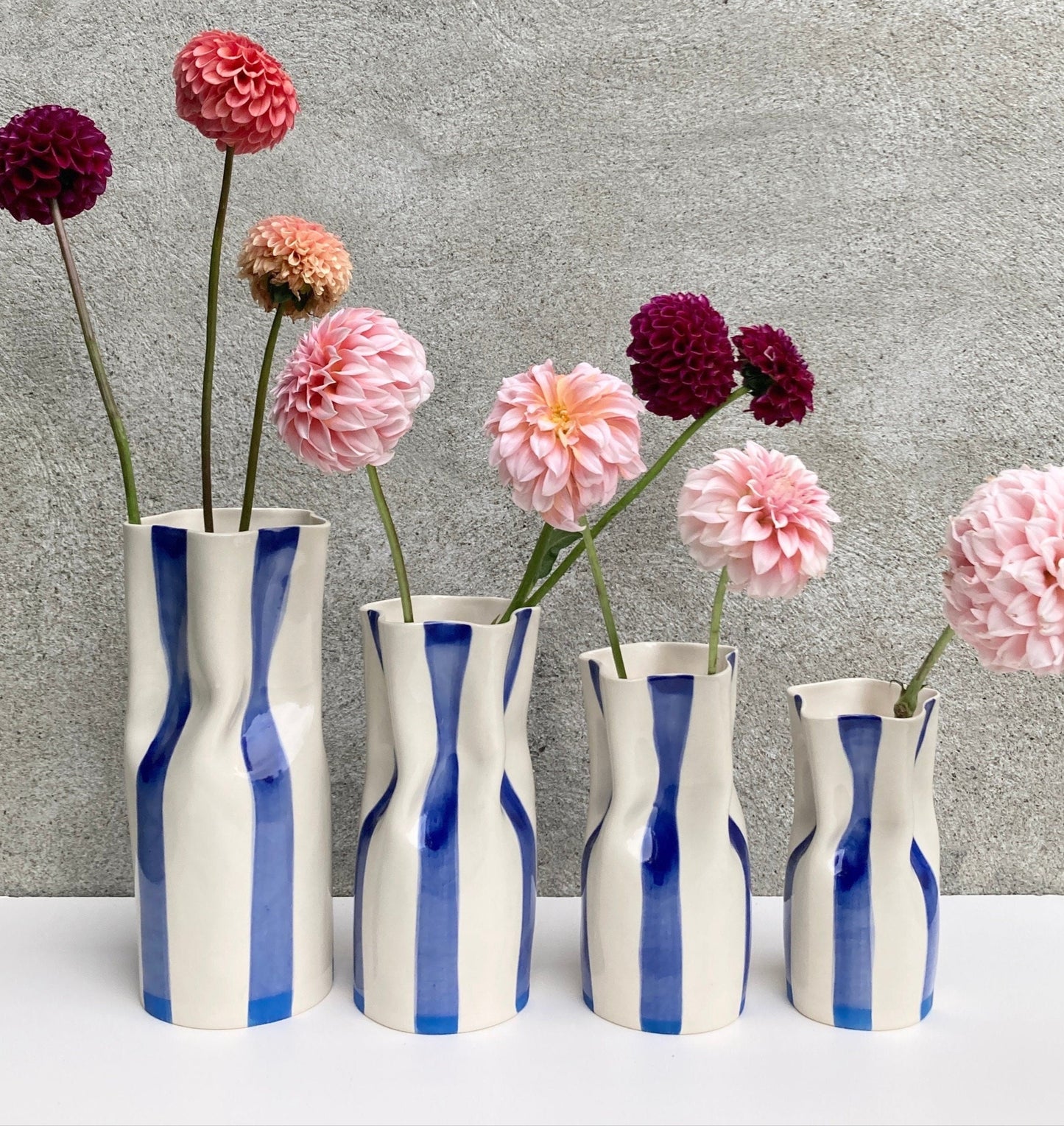Ceramic Vase with Blue Stripes