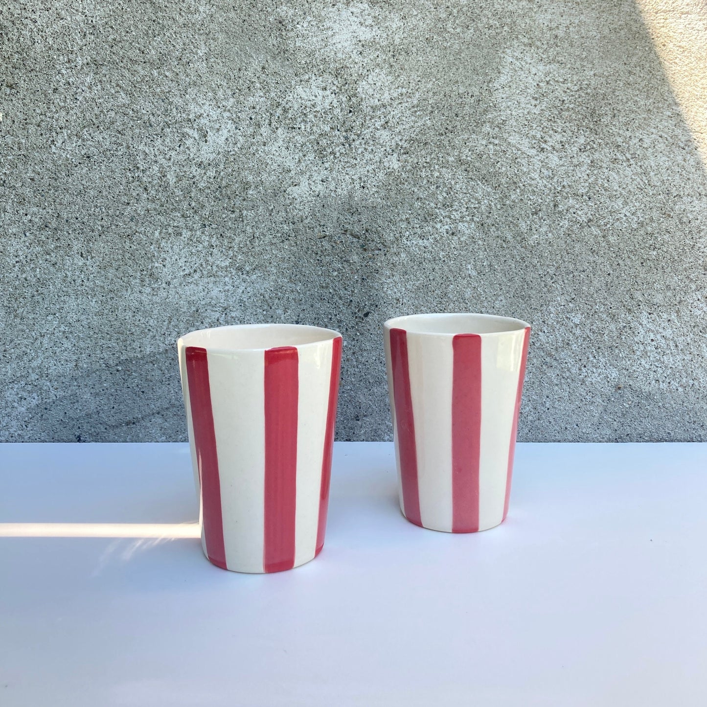Hand painted Ceramic Red Striped Cup