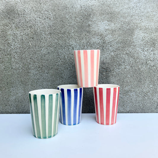 Pin stripes hand painted Ceramic cups /thin stripes/