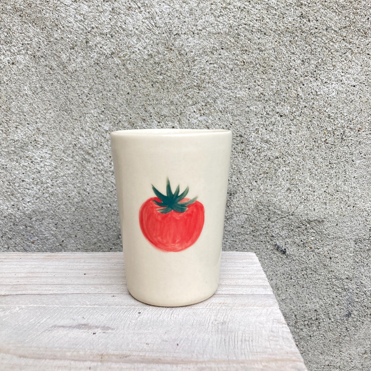 Handpainted ceramic cup with tomatoes