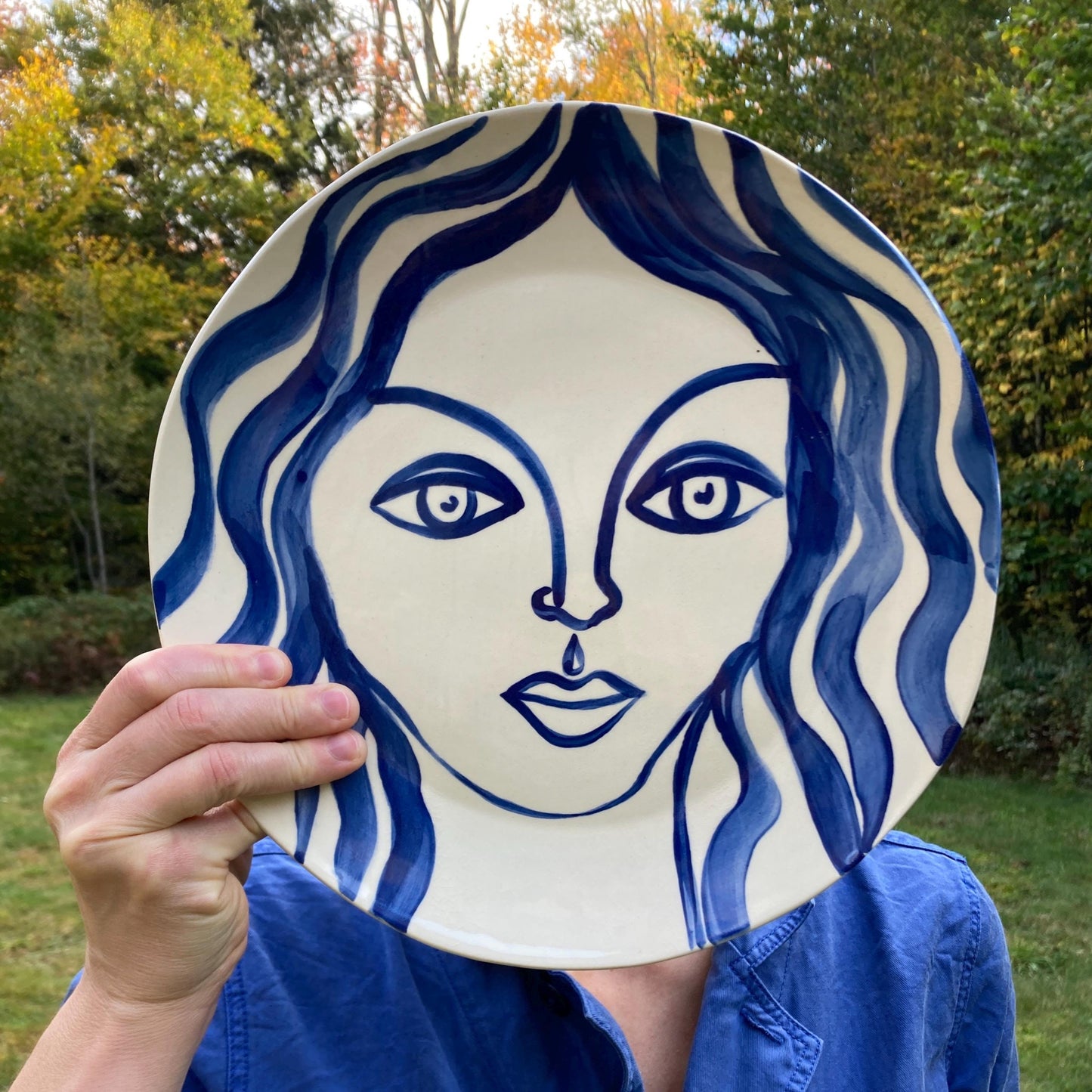 Wall plate ceramics dinner plate blue and white face ceramic plate Mediterranean style ceramics series #2