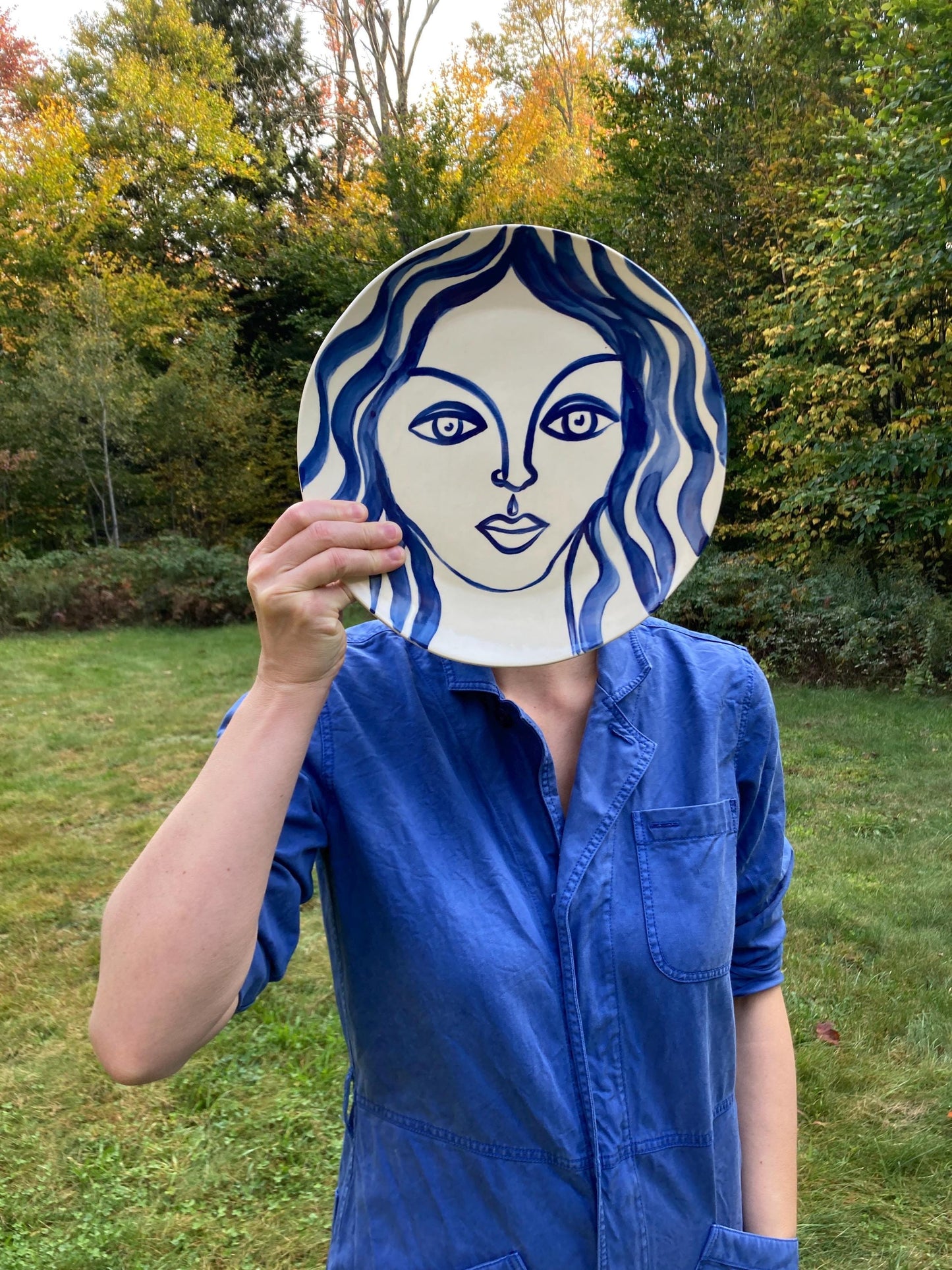 Wall plate ceramics dinner plate blue and white face ceramic plate Mediterranean style ceramics series #2
