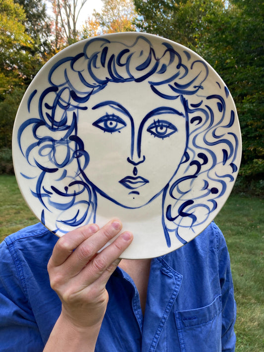 Wall plate ceramics dinner plate blue and white face ceramic plate Mediterranean style ceramics series #4