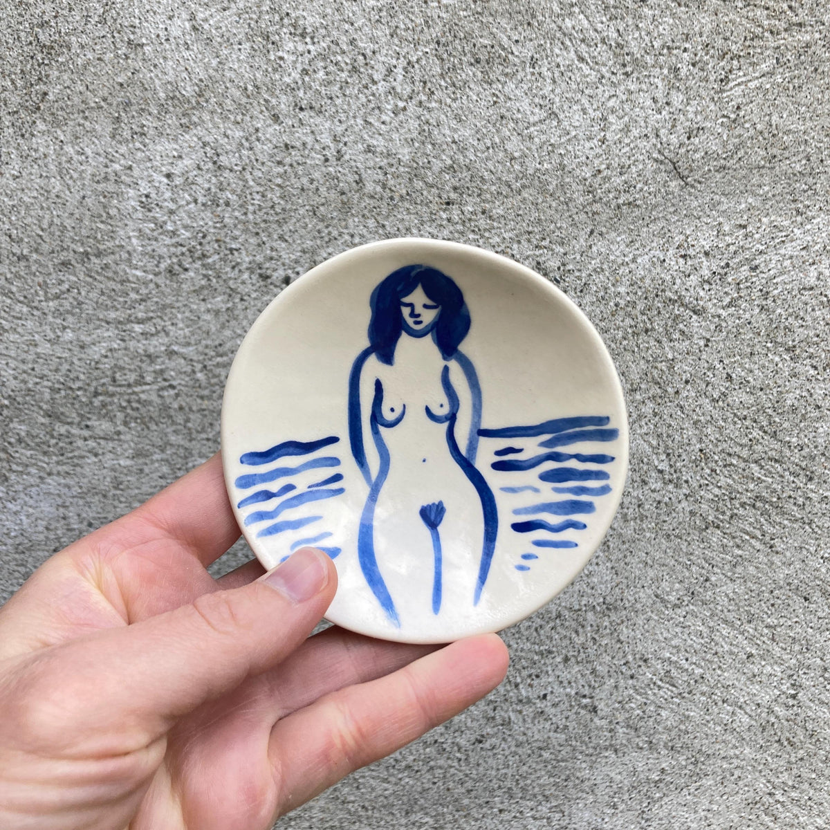 Ceramic Mediterranean naked lady plate / ring dish / trinket dish