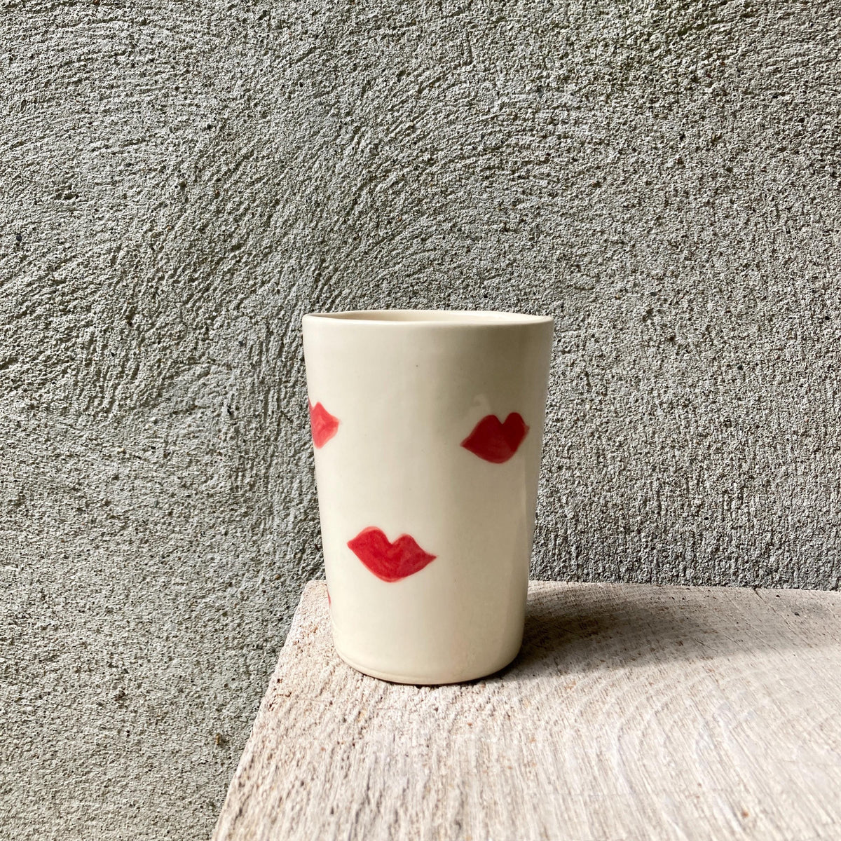 Lips hand painted ceramic cup