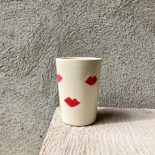 Lips hand painted ceramic cup