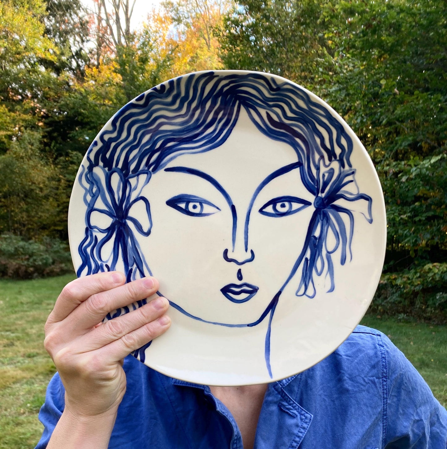 Wall plate ceramics dinner plate blue and white face ceramic plate Mediterranean style ceramics series #3
