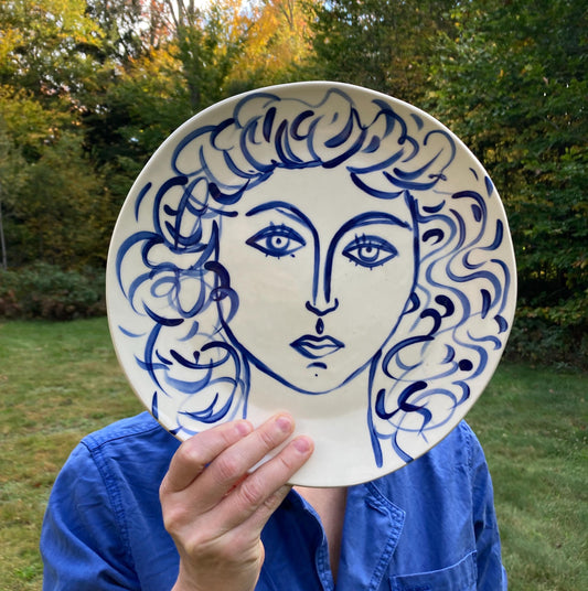 Wall plate ceramics dinner plate blue and white face ceramic plate Mediterranean style ceramics series #4