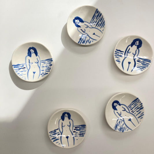 Ceramic Mediterranean naked lady plate / ring dish / trinket dish