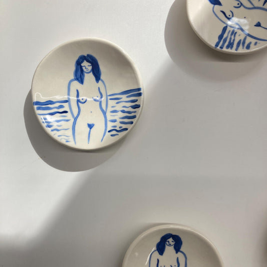 Ceramic Mediterranean naked lady plate / ring dish / trinket dish